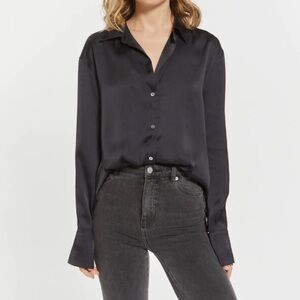 NWOT Black Satin Button Up - Personal Closet Item/Smoke Free Home